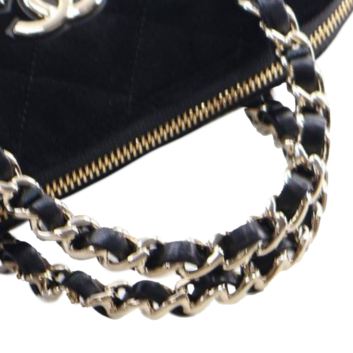 Chanel Quilted Velvet Coco Clutch With Chain — Black