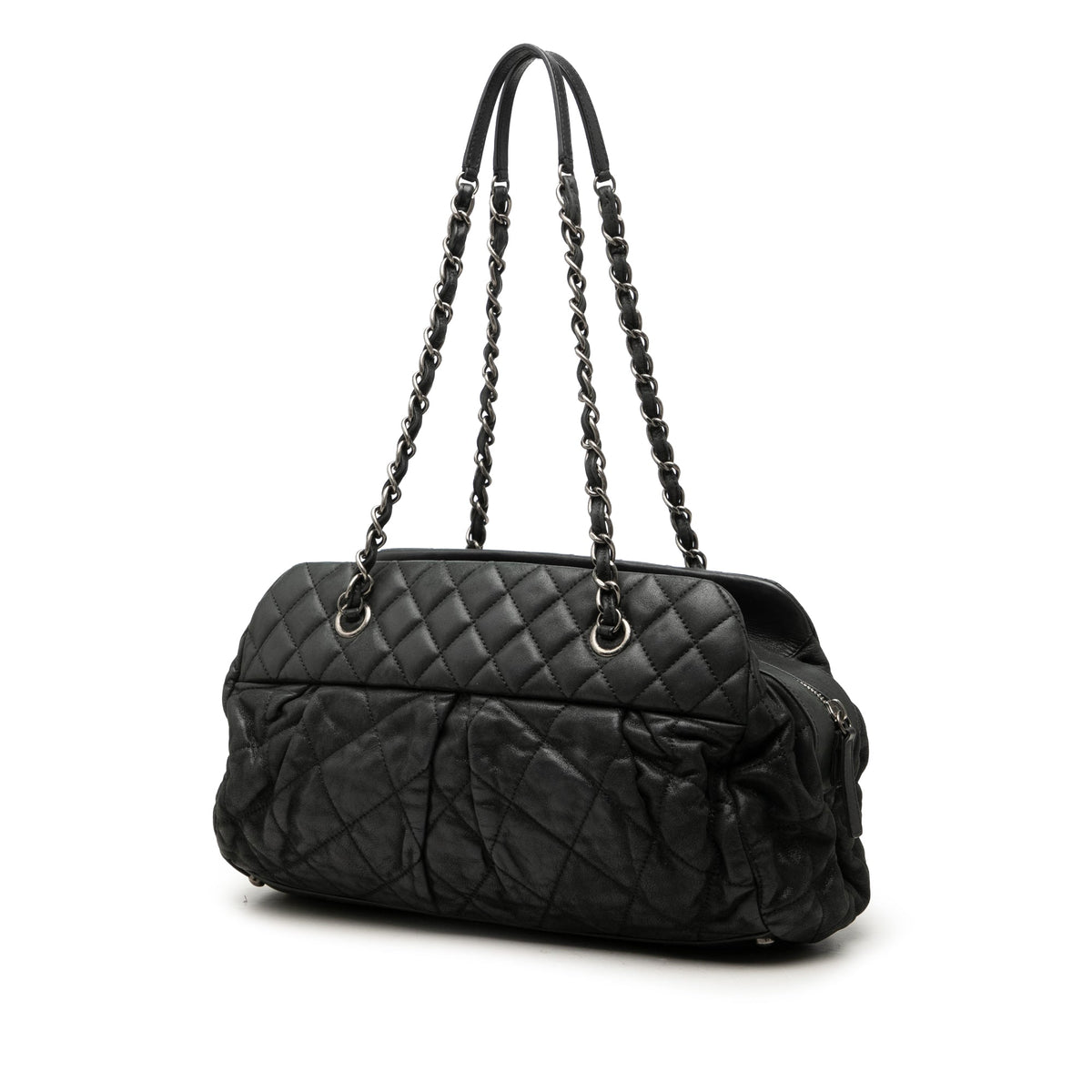Chanel Quilted Iridescent Calfskin Chic Quilt Bowling Bag — Black