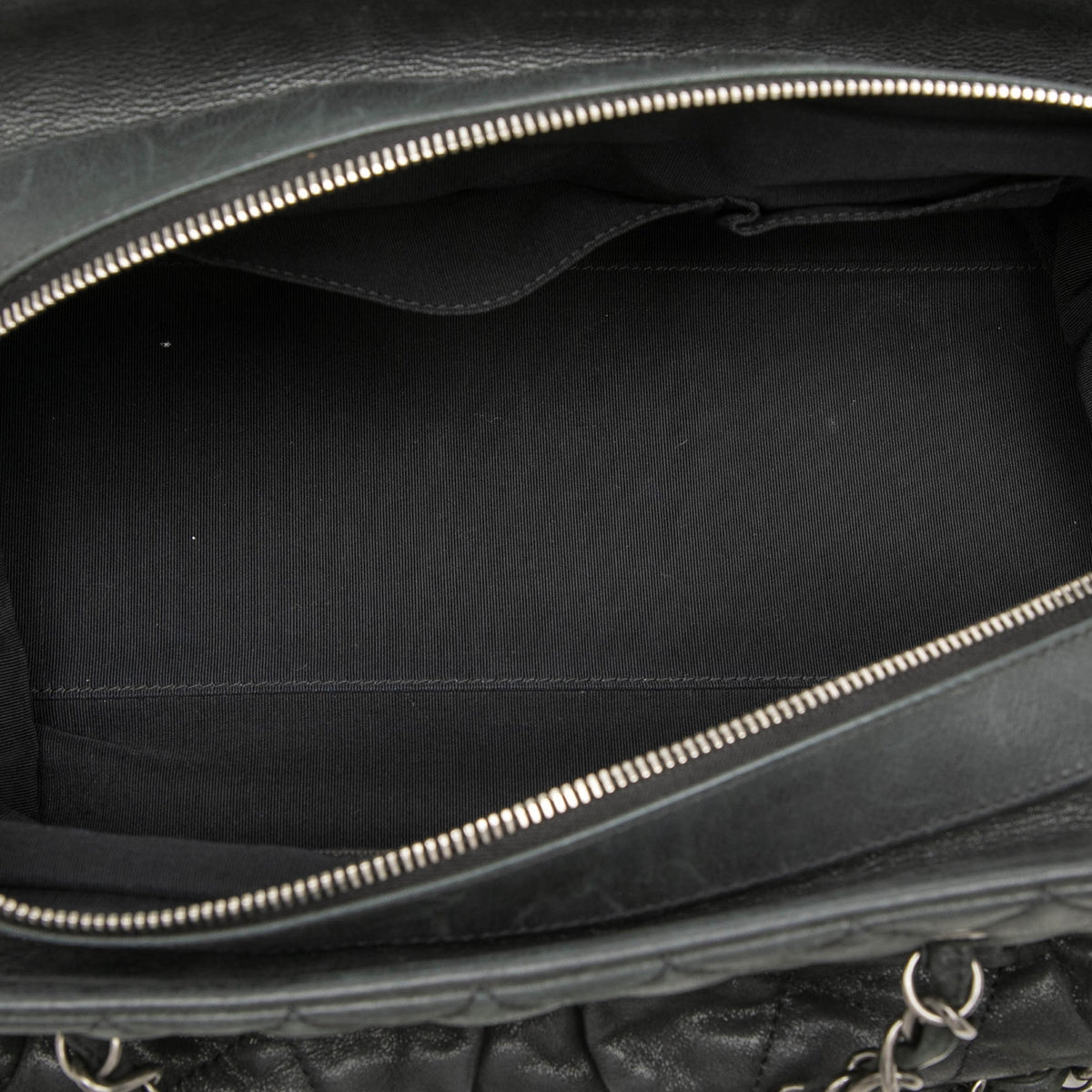 Chanel Quilted Iridescent Calfskin Chic Quilt Bowling Bag — Black