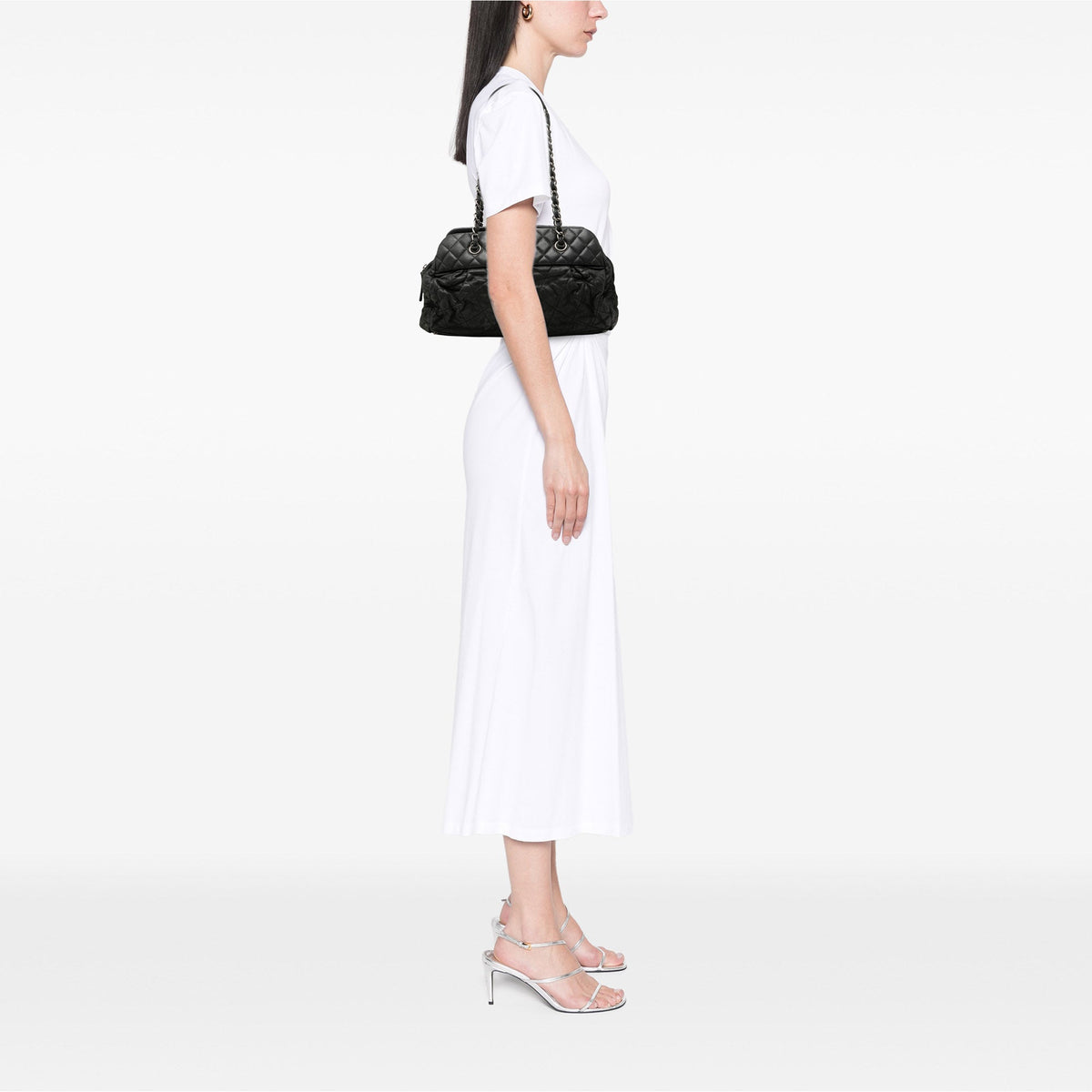 Chanel Quilted Iridescent Calfskin Chic Quilt Bowling Bag — Black