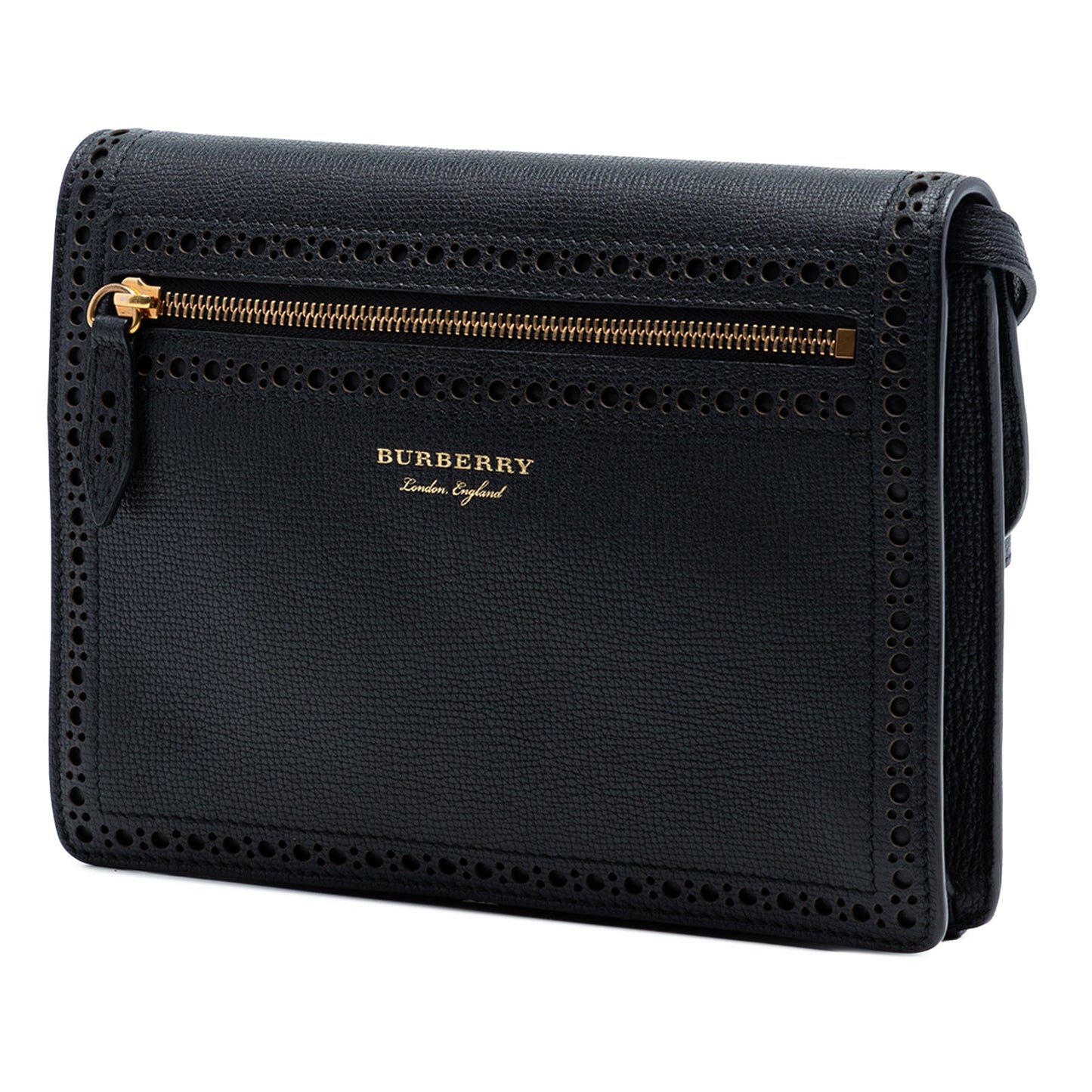 Burberry Small Grainy Calfskin Broguing Tassel Macken Crossbody