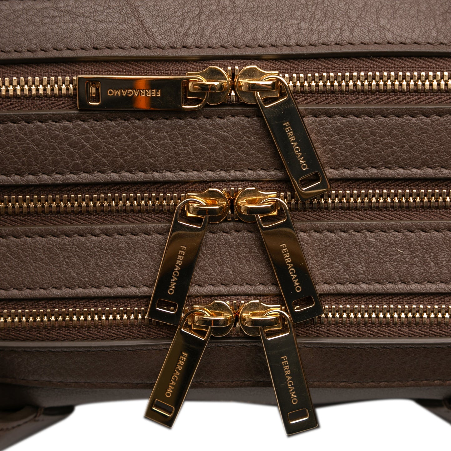 Ferragamo Leather Stella Triple Zip Satchel