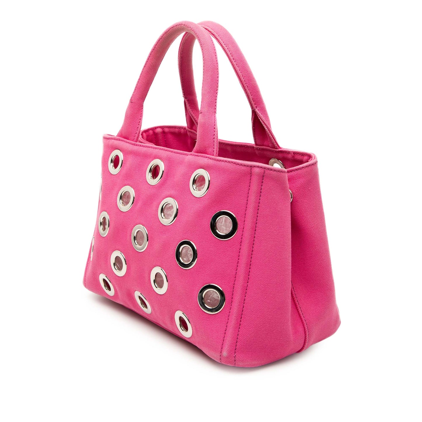 Prada Small Canvas Canapa Grommet Satchel