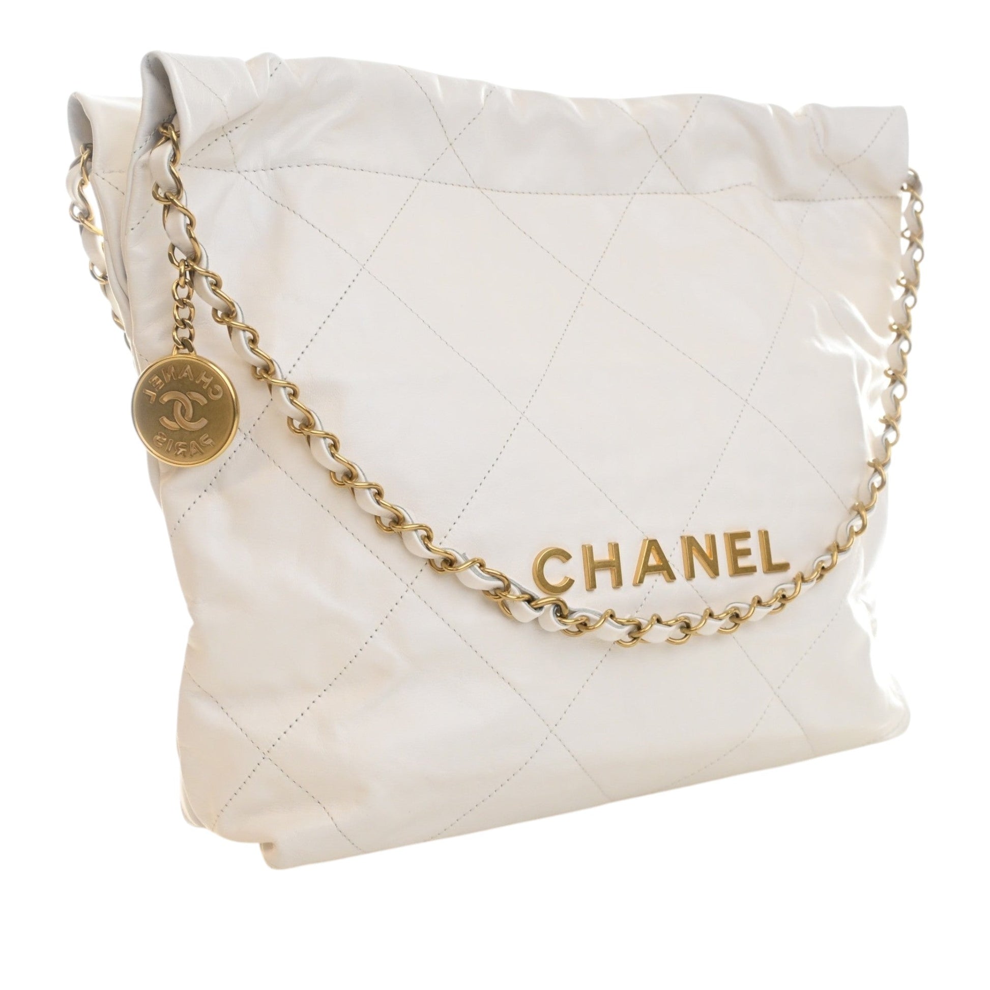 Chanel Small Quilted Shiny Calfskin 22 Handbag