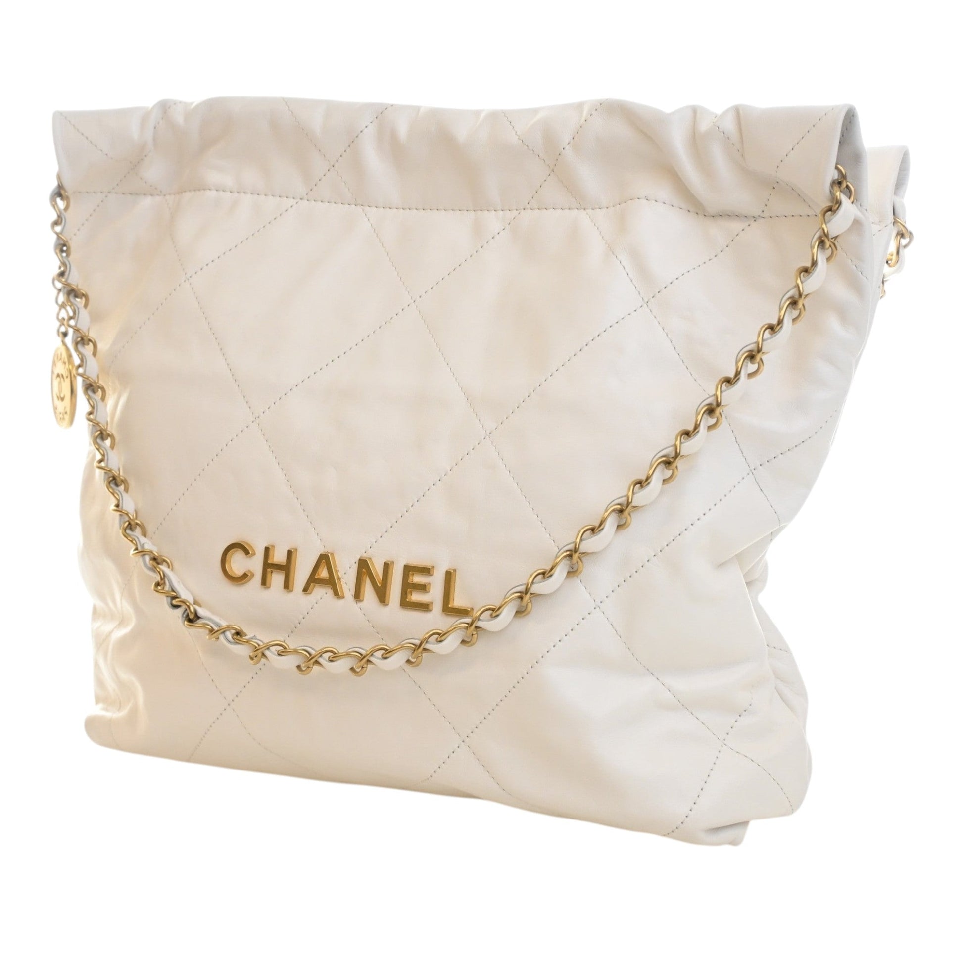 Chanel Small Quilted Shiny Calfskin 22 Handbag