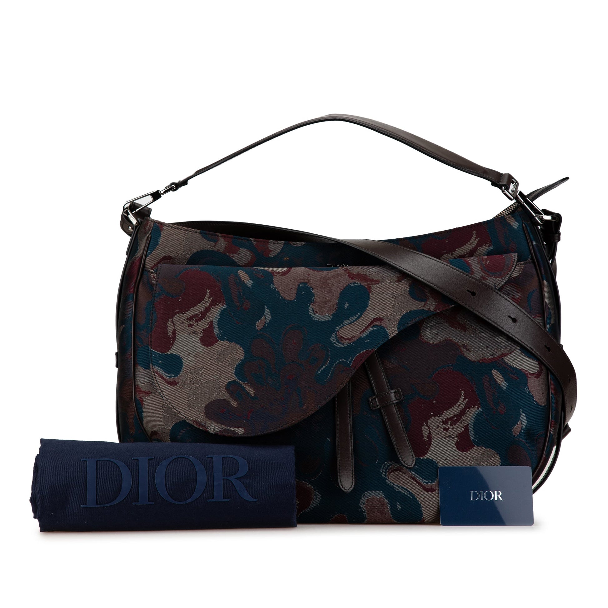 Dior Peter Doig Denim Camouflage Soft Saddle Bag