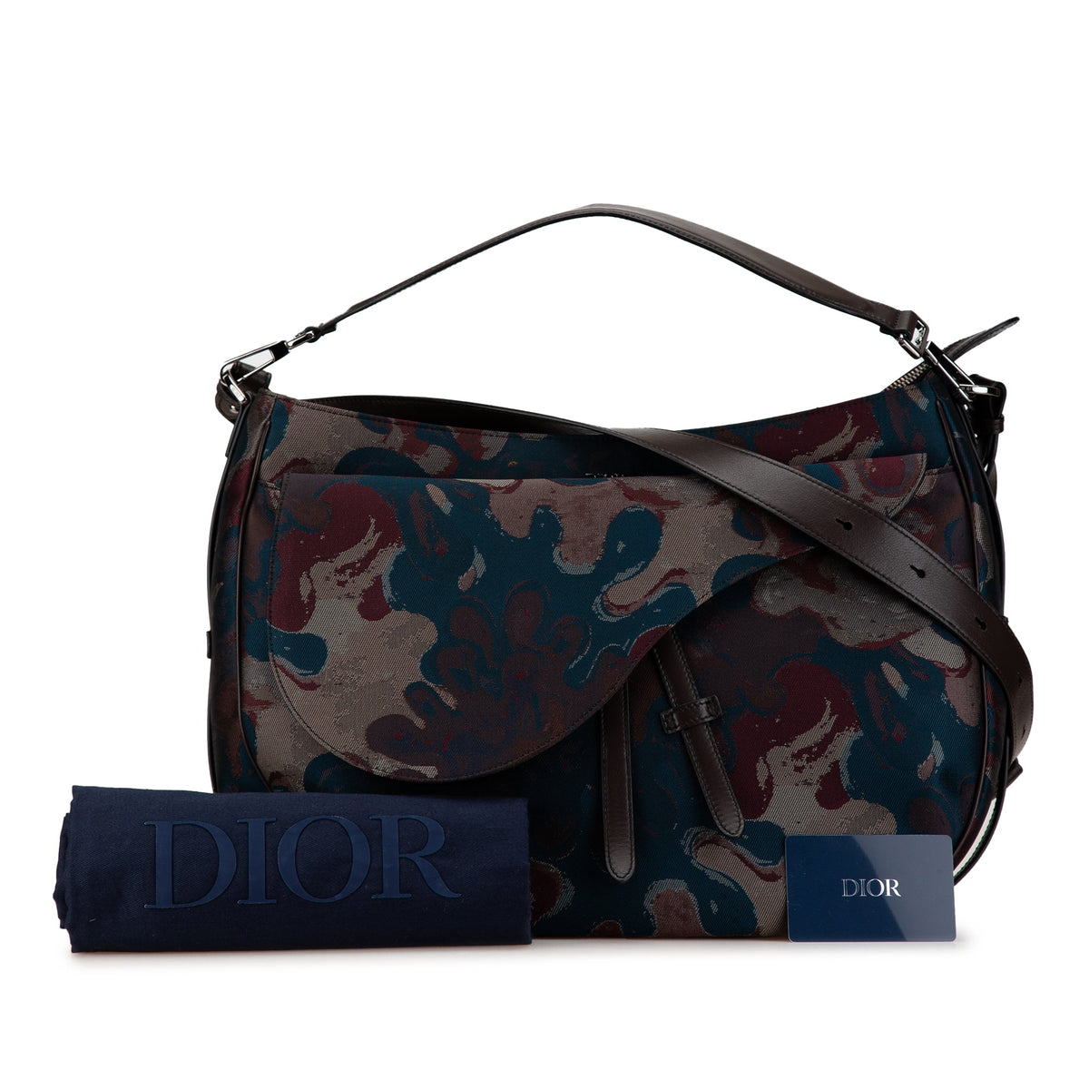 Dior Peter Doig Denim Camouflage Soft Saddle Bag