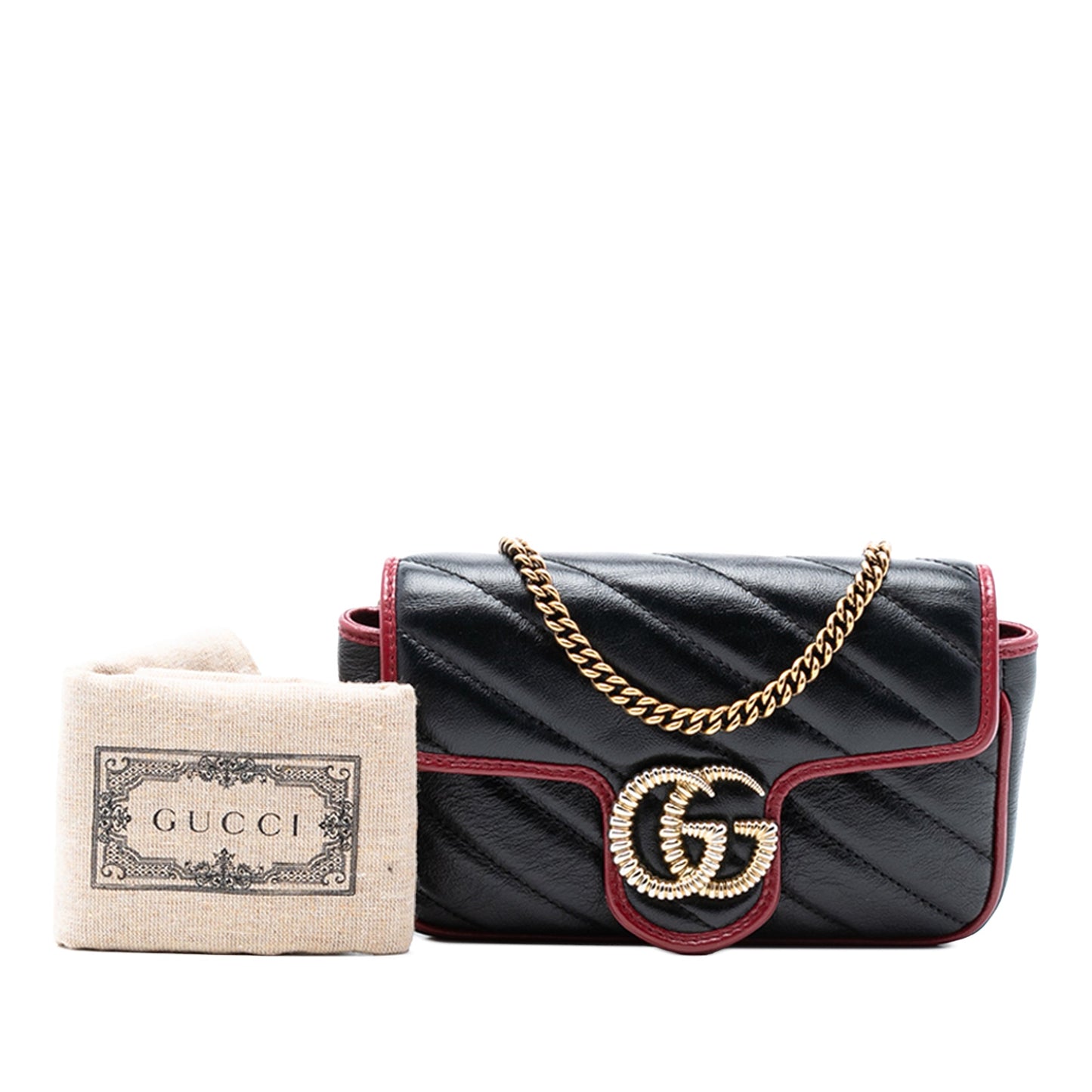 Gucci Super Mini GG Marmont Matelasse Leather Torchon Flap Crossbody