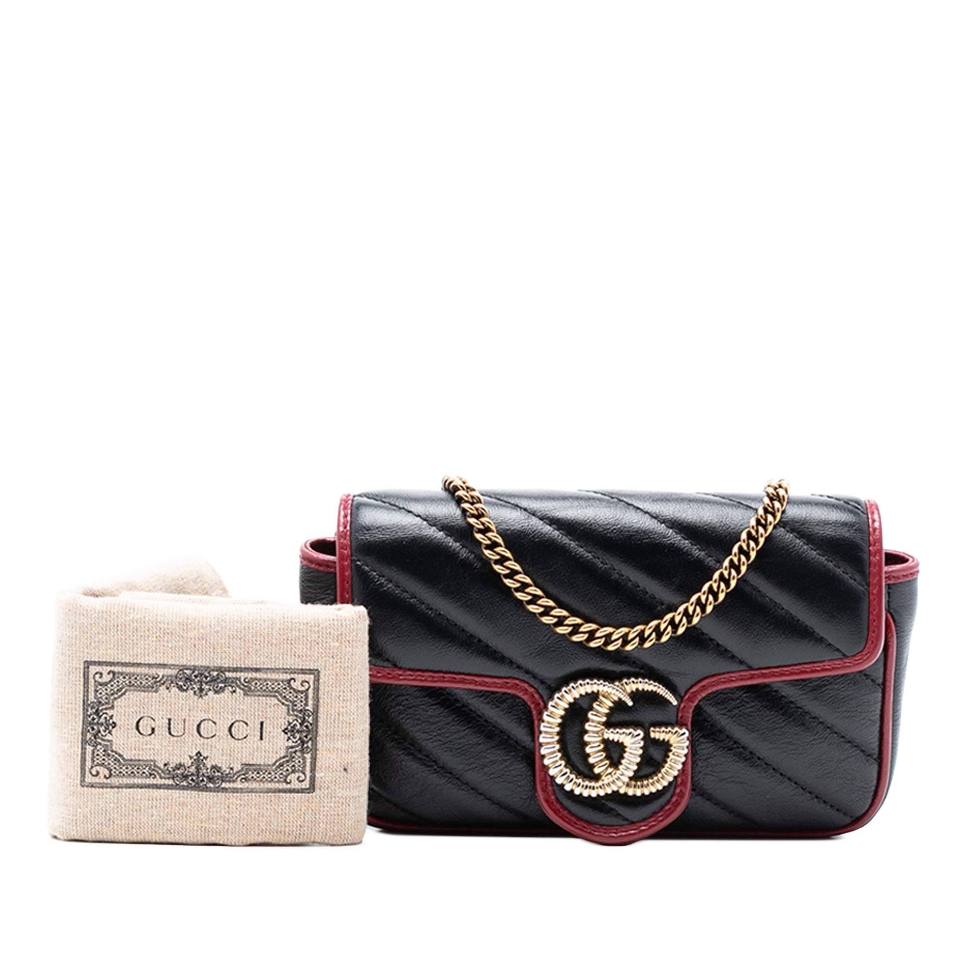 Gucci Super Mini GG Marmont Matelasse Leather Torchon Flap Crossbody