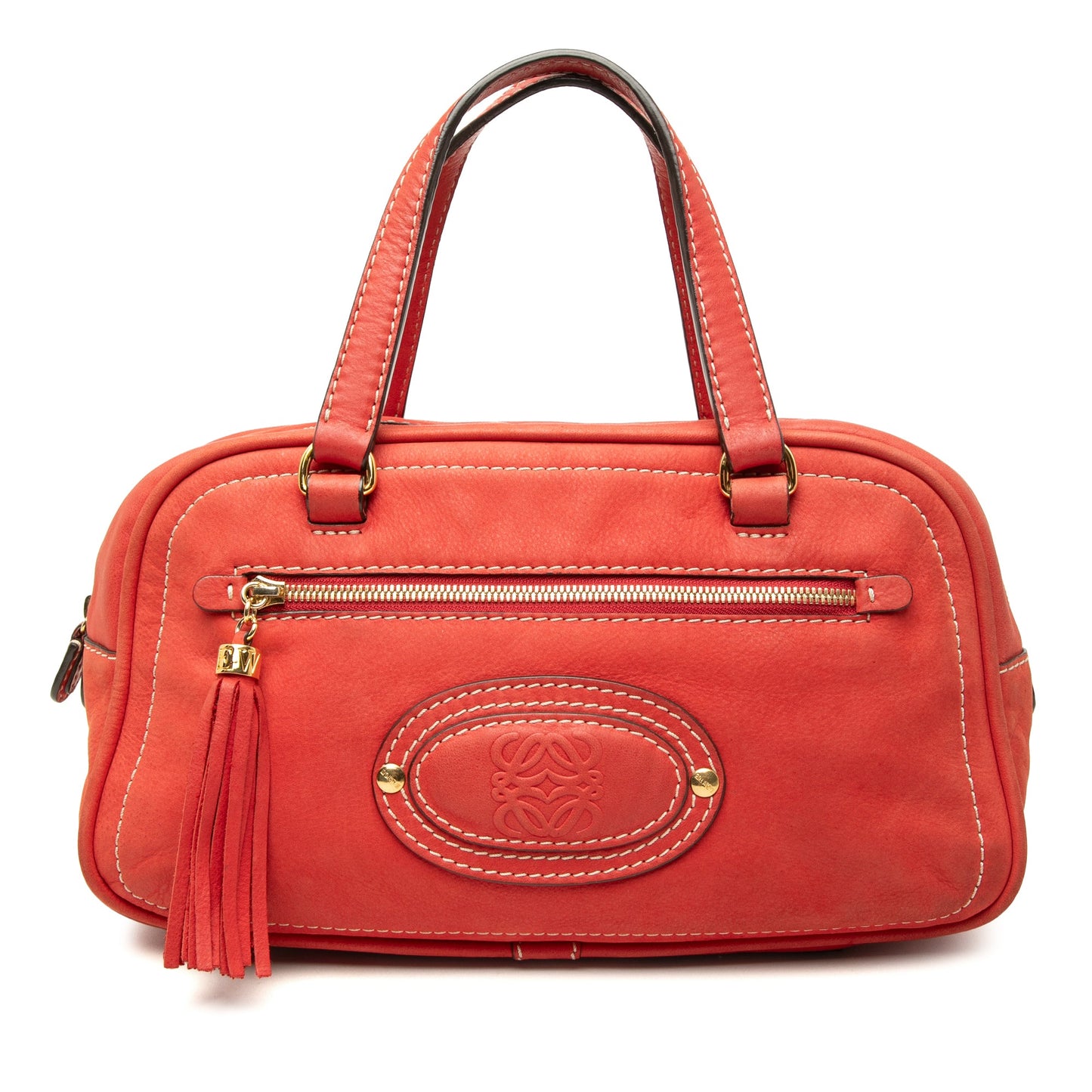 LOEWE Nubuck Anagram Madrid Fringe Handbag