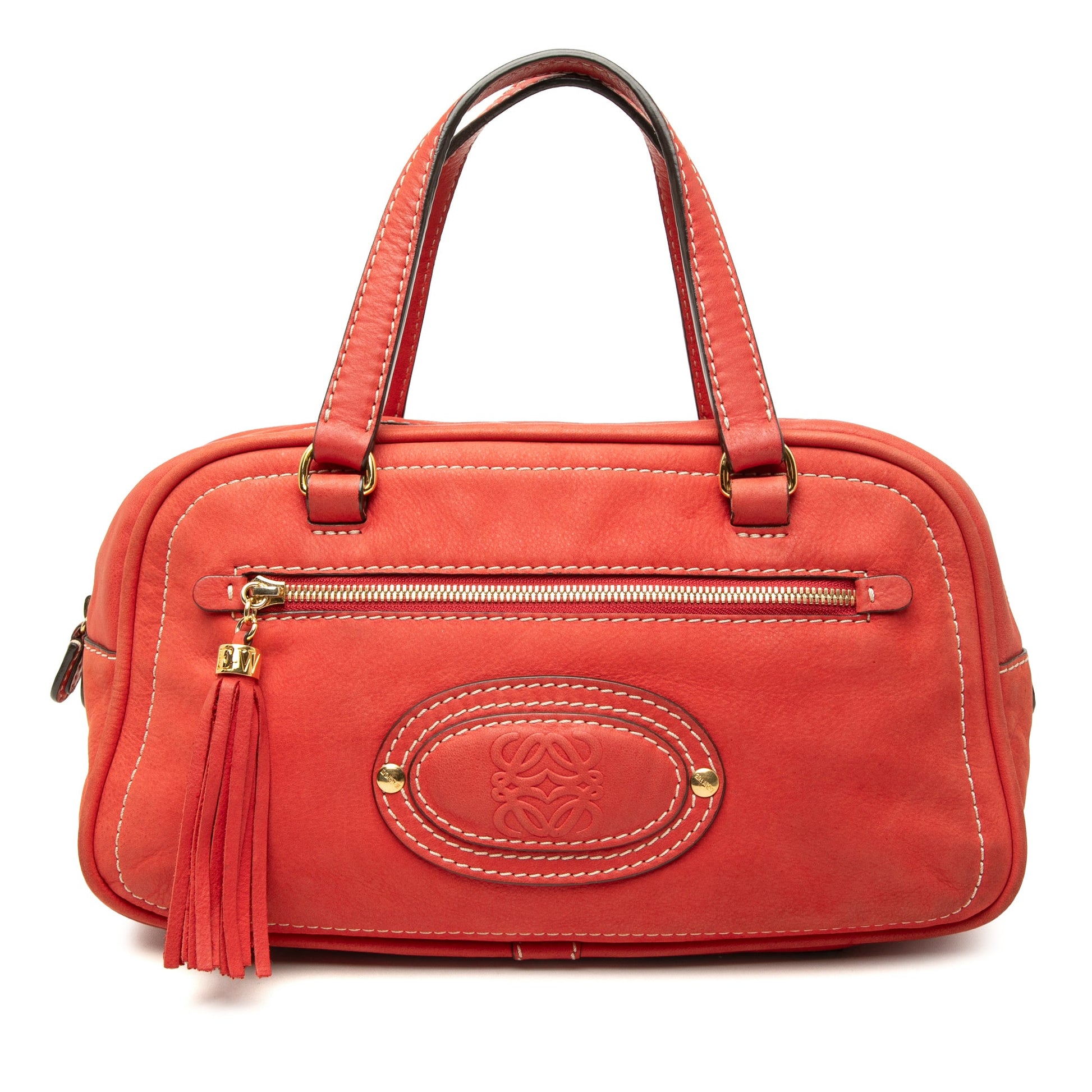 LOEWE Nubuck Anagram Madrid Fringe Handbag