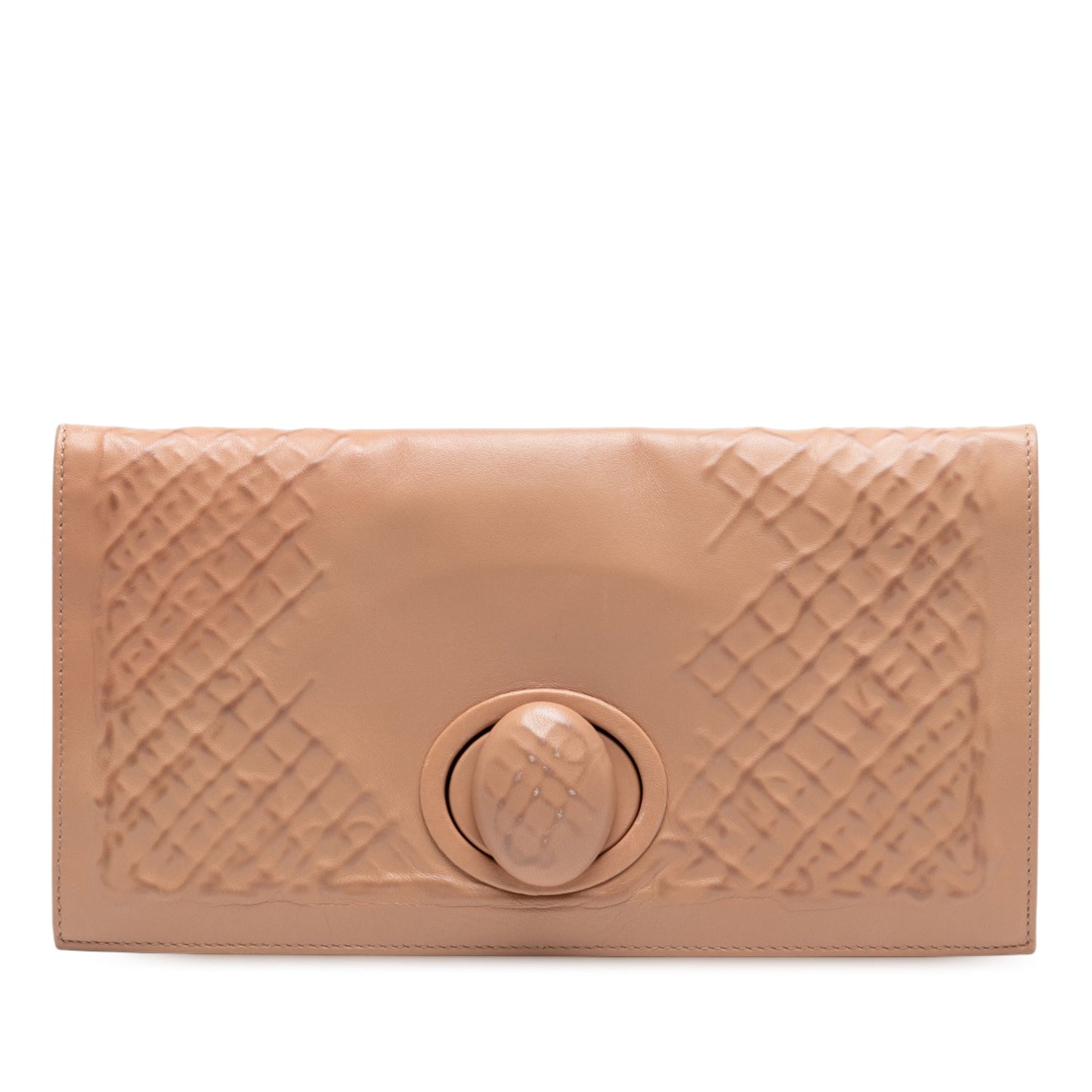 Bottega Veneta Nappa Embossed Intrecciato Turnlock Clutch