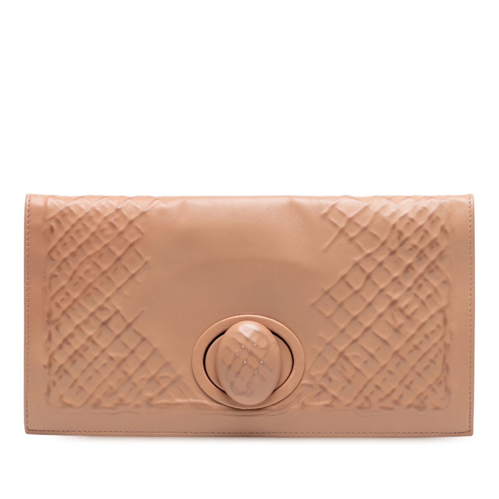 Bottega Veneta Nappa Embossed Intrecciato Turnlock Clutch