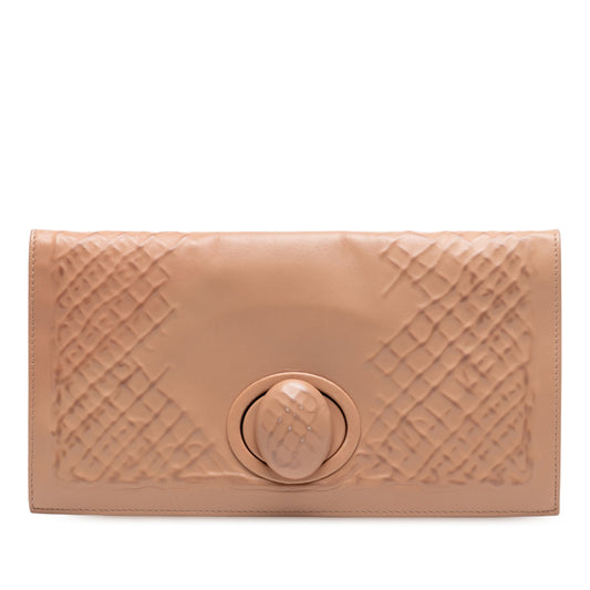 Bottega Veneta Nappa Embossed Intrecciato Turnlock Clutch