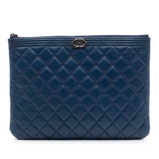 Chanel Medium Quilted Lambskin Boy O Case Clutch