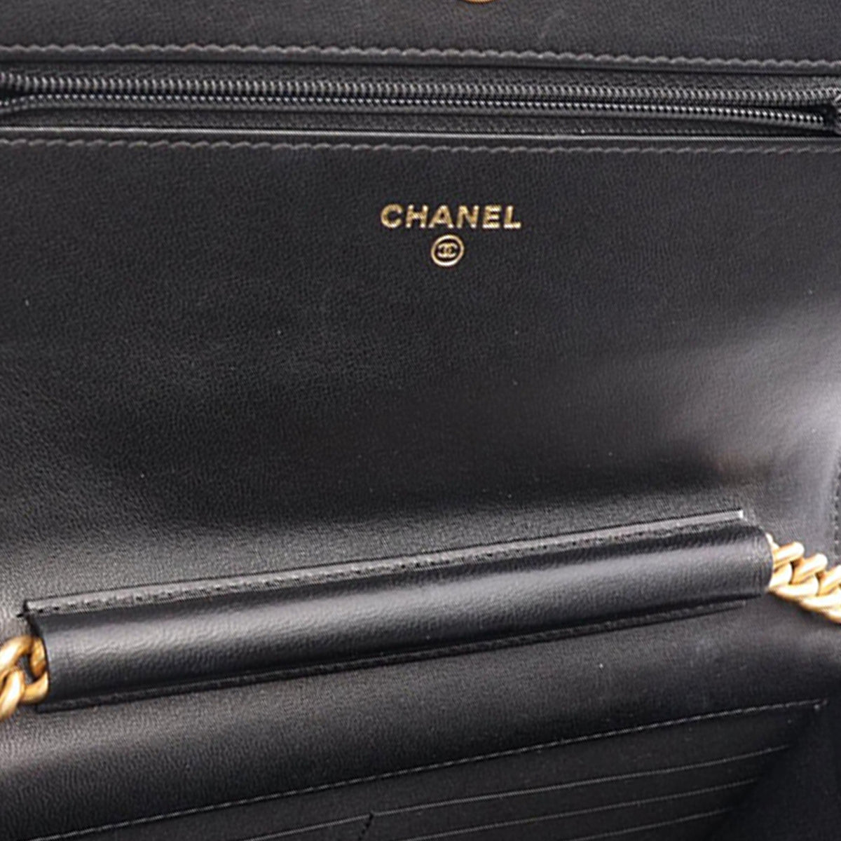 Chanel Quilted Lambskin Boy Wallet On Chain — Black