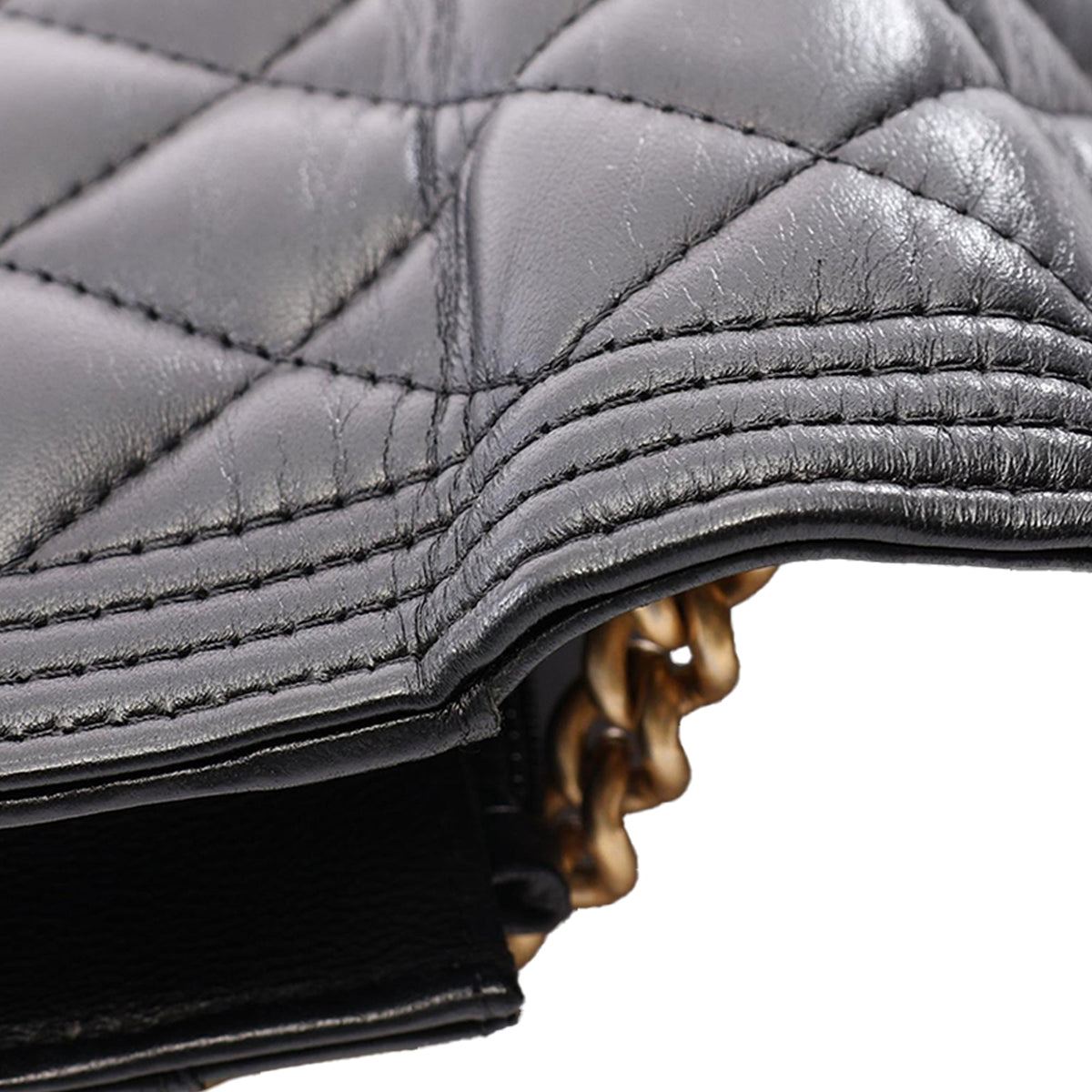 Chanel Quilted Lambskin Boy Wallet On Chain — Black
