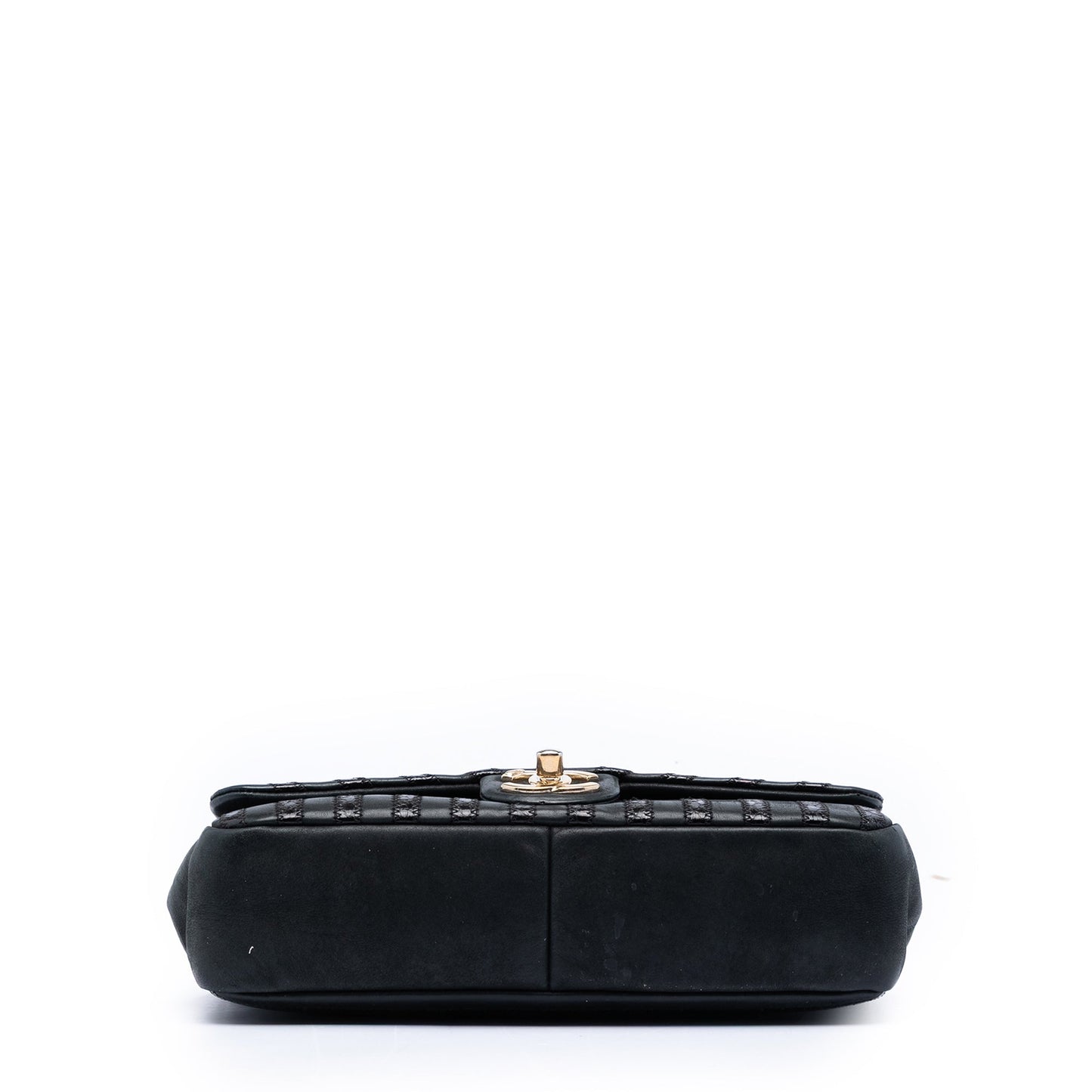 Chanel Chevron Python Embossed Calfskin and Suede Single Flap