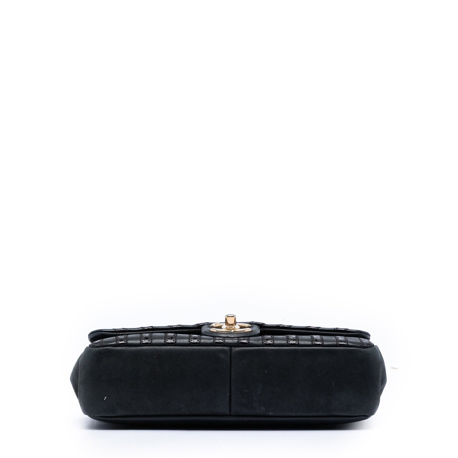 Chanel Chevron Python Embossed Calfskin and Suede Single Flap