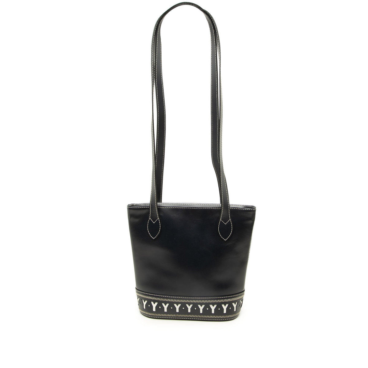 Saint Laurent Leather Y Cut Out Shoulder Bag — Black