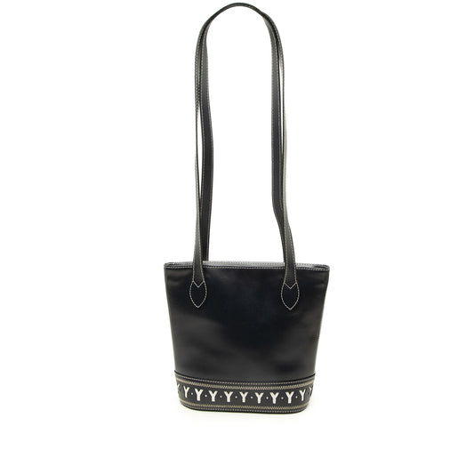 Saint Laurent Leather Y Cut Out Shoulder Bag — Black