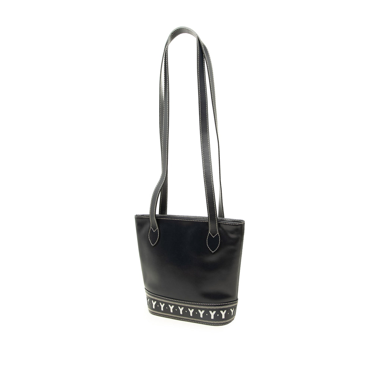 Saint Laurent Leather Y Cut Out Shoulder Bag — Black
