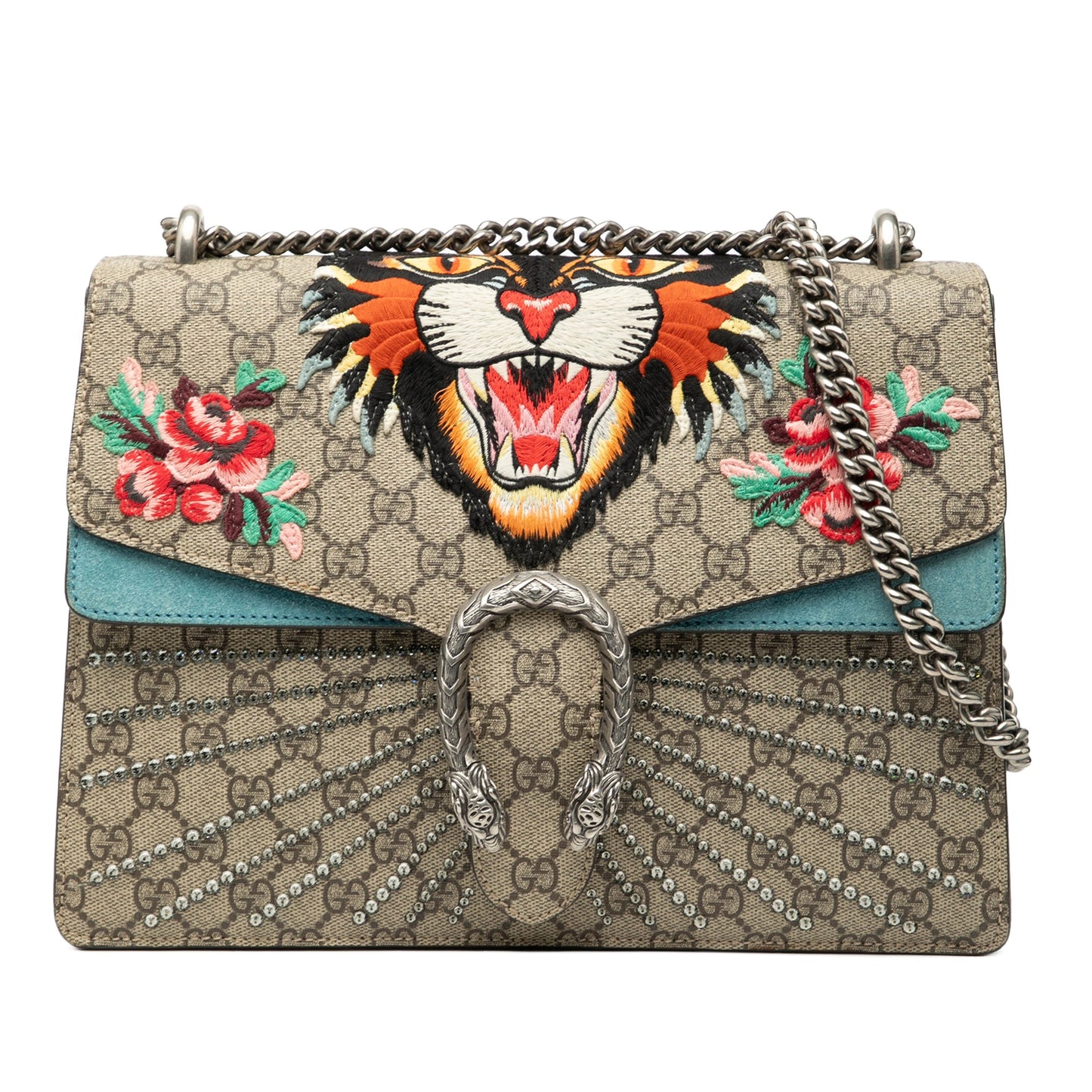Gucci Medium GG Supreme Embroidered Angry Cat Dionysus Shoulder Bag