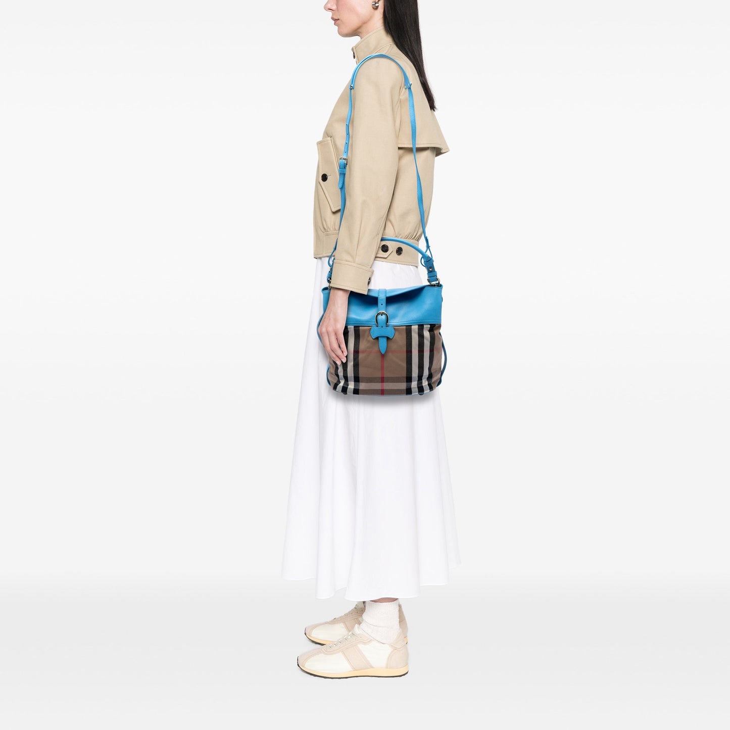 Burberry Medium Mega Check Canvas and Leather Sycamore Hobo