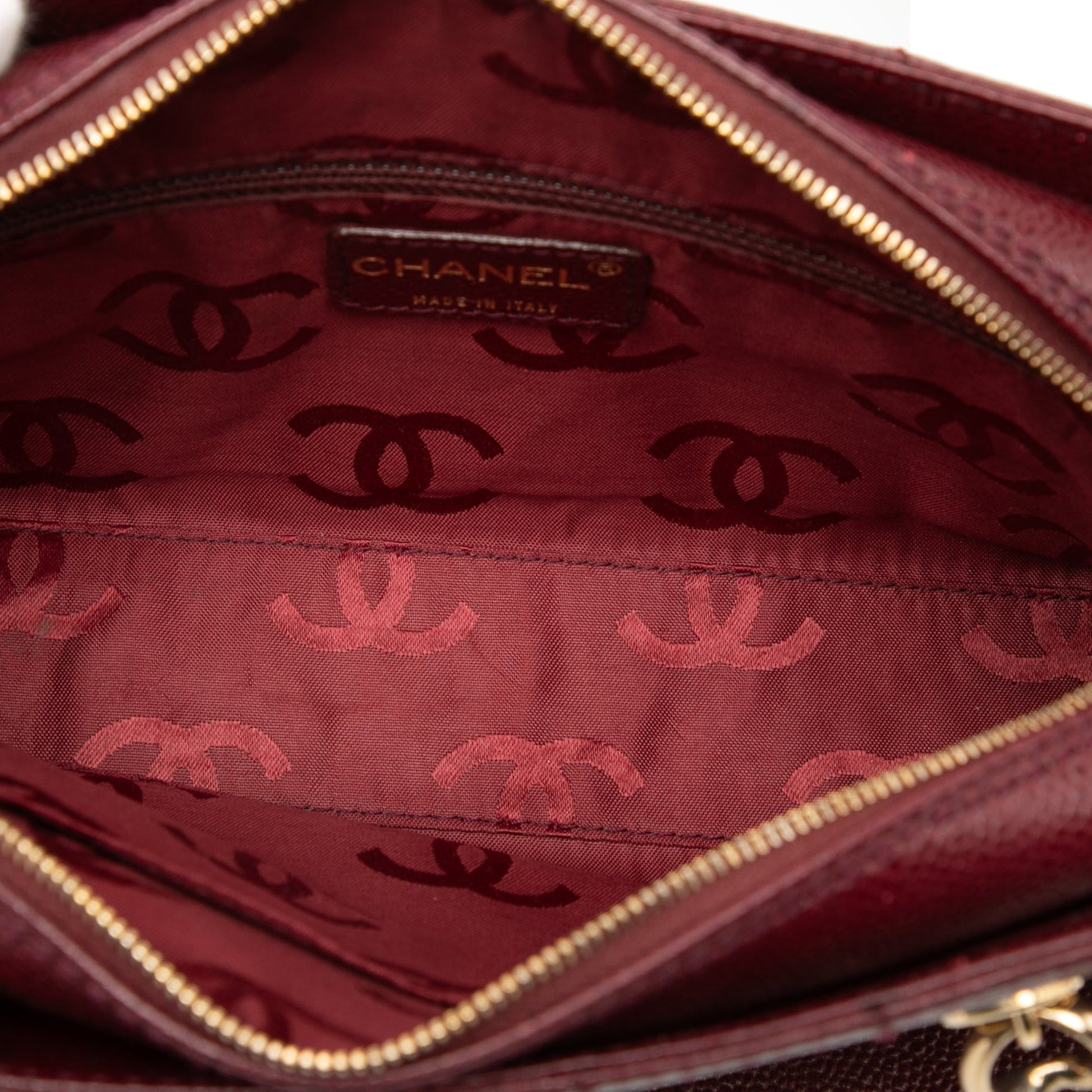 Chanel CC Choco Bar Caviar Wild Stitch Shoulder Bag