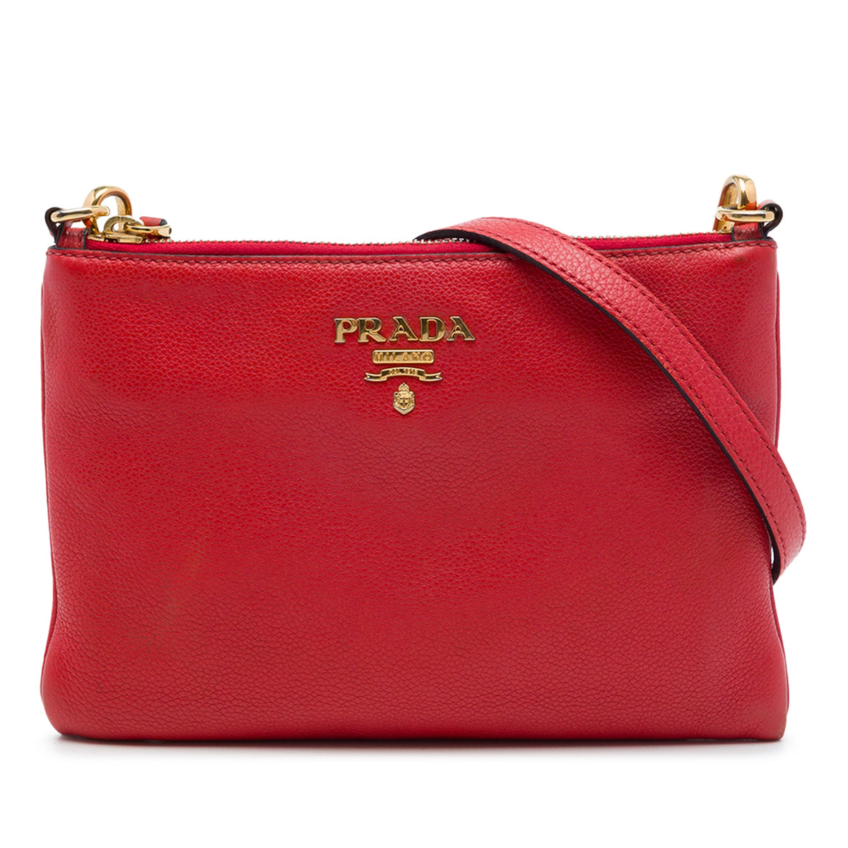 Prada Vitello Daino Crossbody — Red