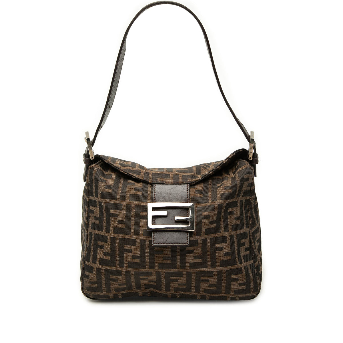 Fendi Zucca Canvas Double Flap Shoulder Bag