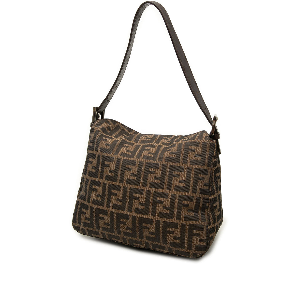 Fendi Zucca Canvas Double Flap Shoulder Bag