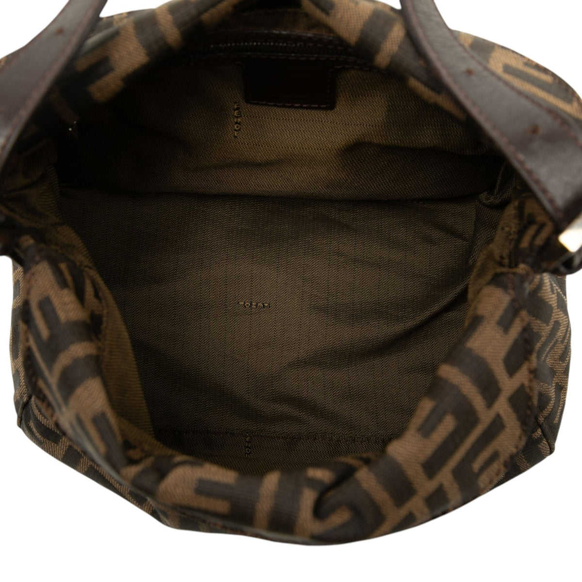 Fendi Zucca Canvas Double Flap Shoulder Bag
