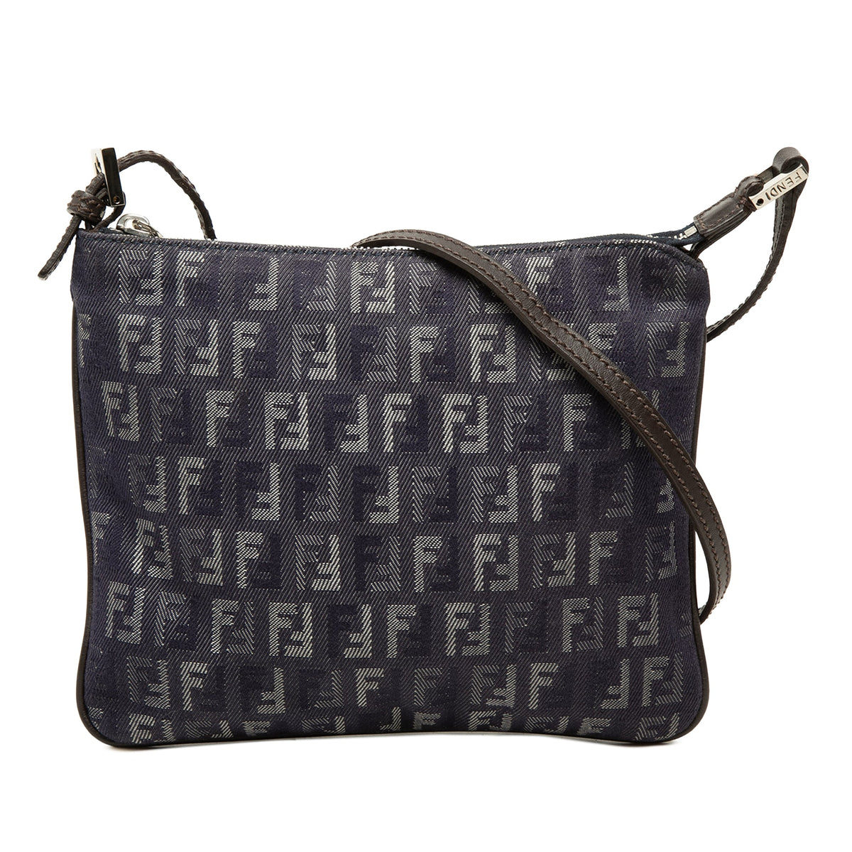 Fendi Zucchino Denim Crossbody — Blue