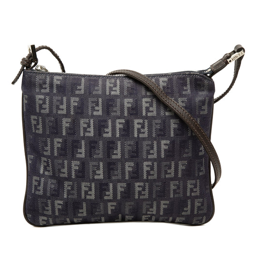 Fendi Zucchino Denim Crossbody — Blue
