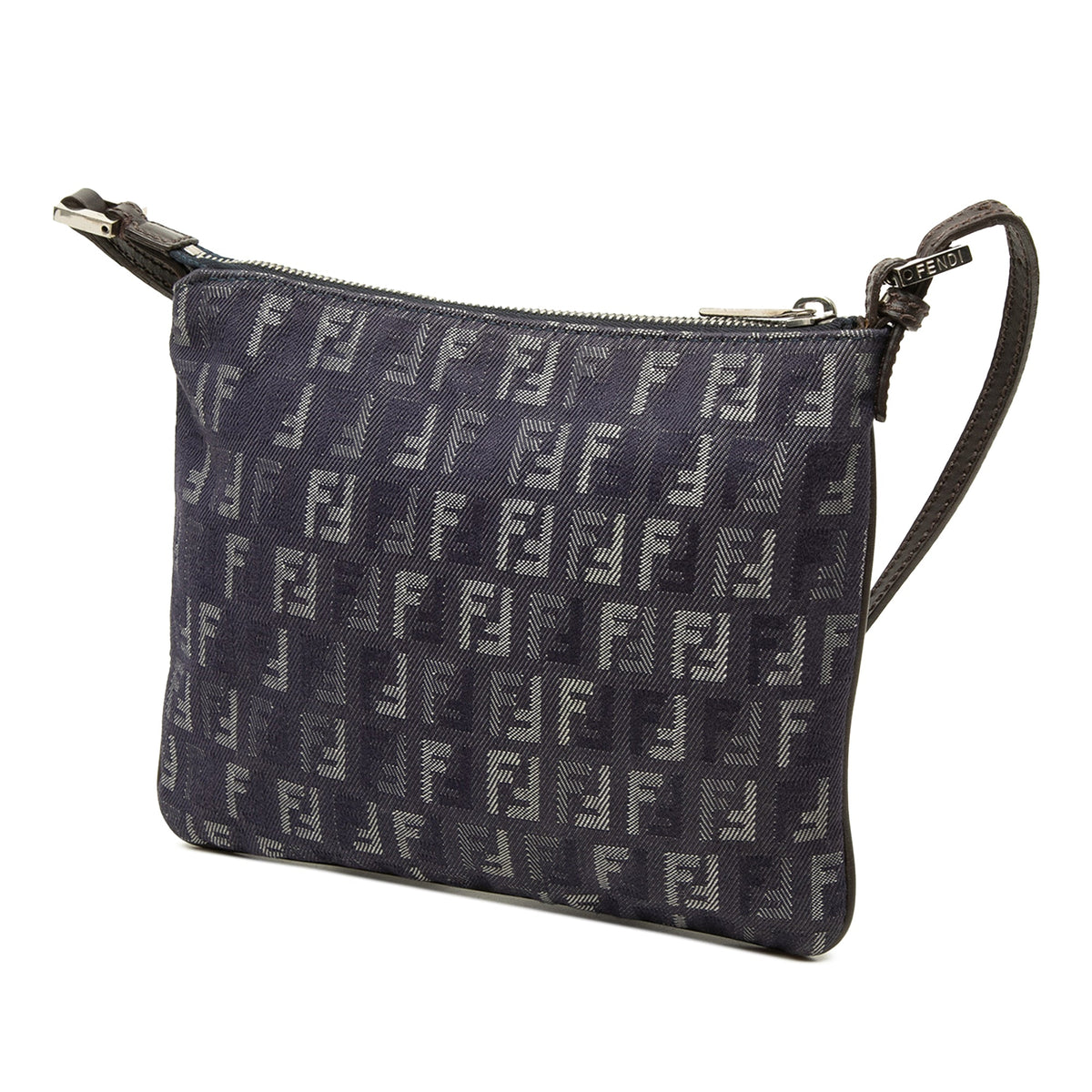 Fendi Zucchino Denim Crossbody — Blue