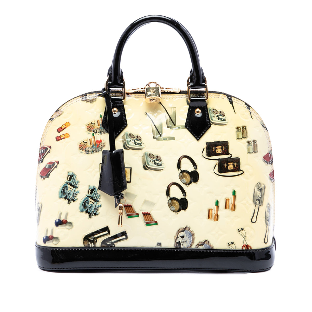 Louis Vuitton Monogram Vernis Stickers Alma MM — Beige