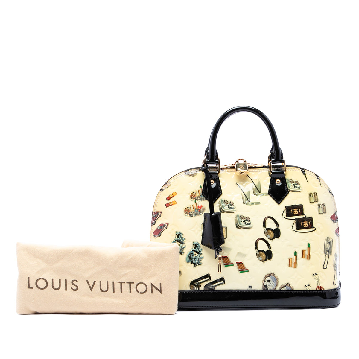 Louis Vuitton Monogram Vernis Stickers Alma MM — Beige