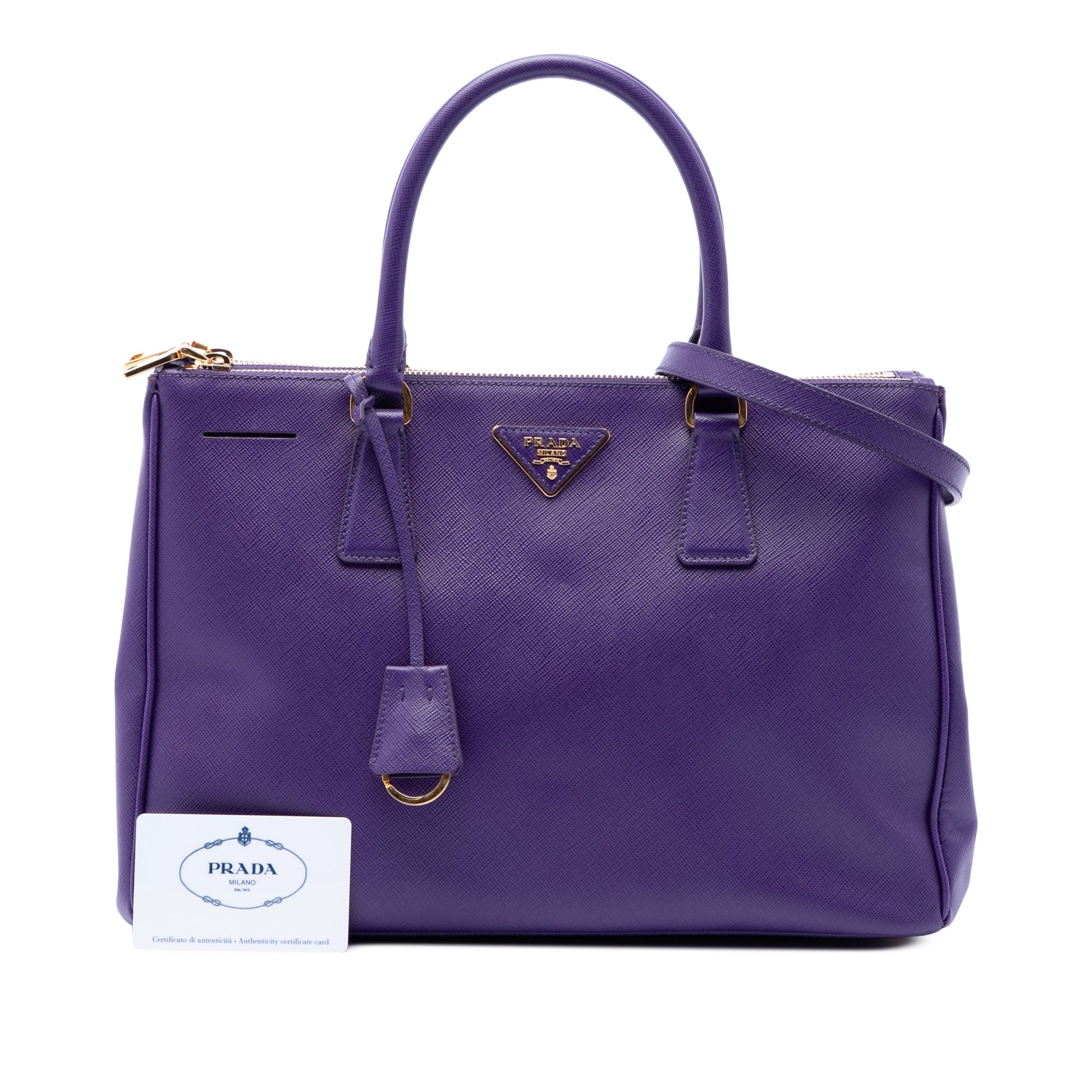 Prada Medium Saffiano Lux Galleria Double Zip Satchel