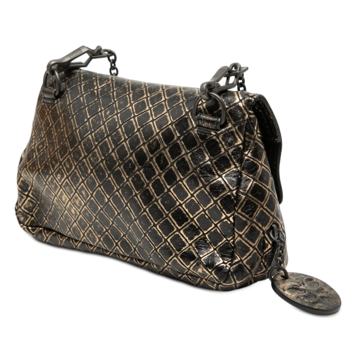 Bottega Veneta Metallic Calfskin Intrecciomirage Chain Flap Crossbody