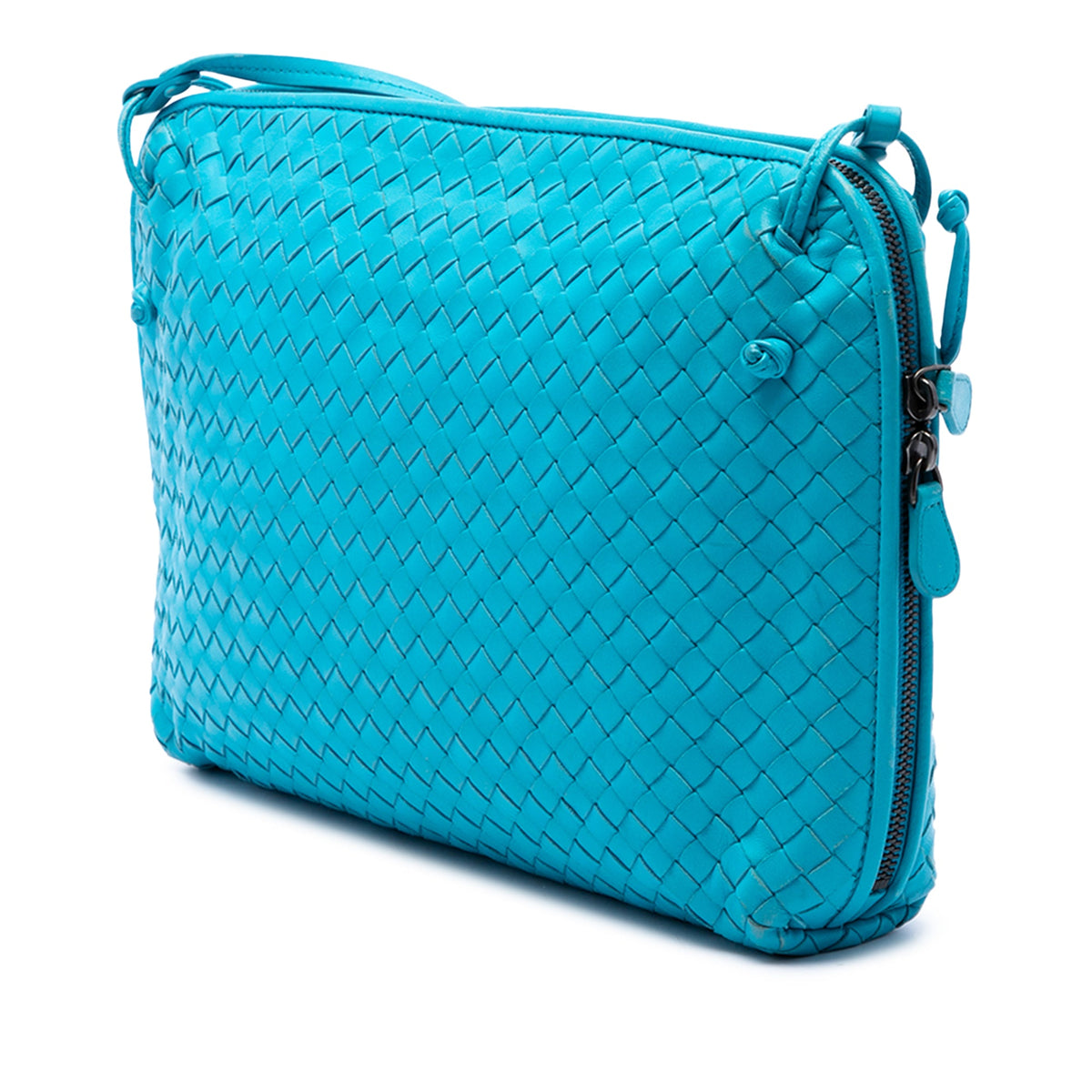 Bottega Veneta Large Nappa Intrecciato Nodini Crossbody — Blue