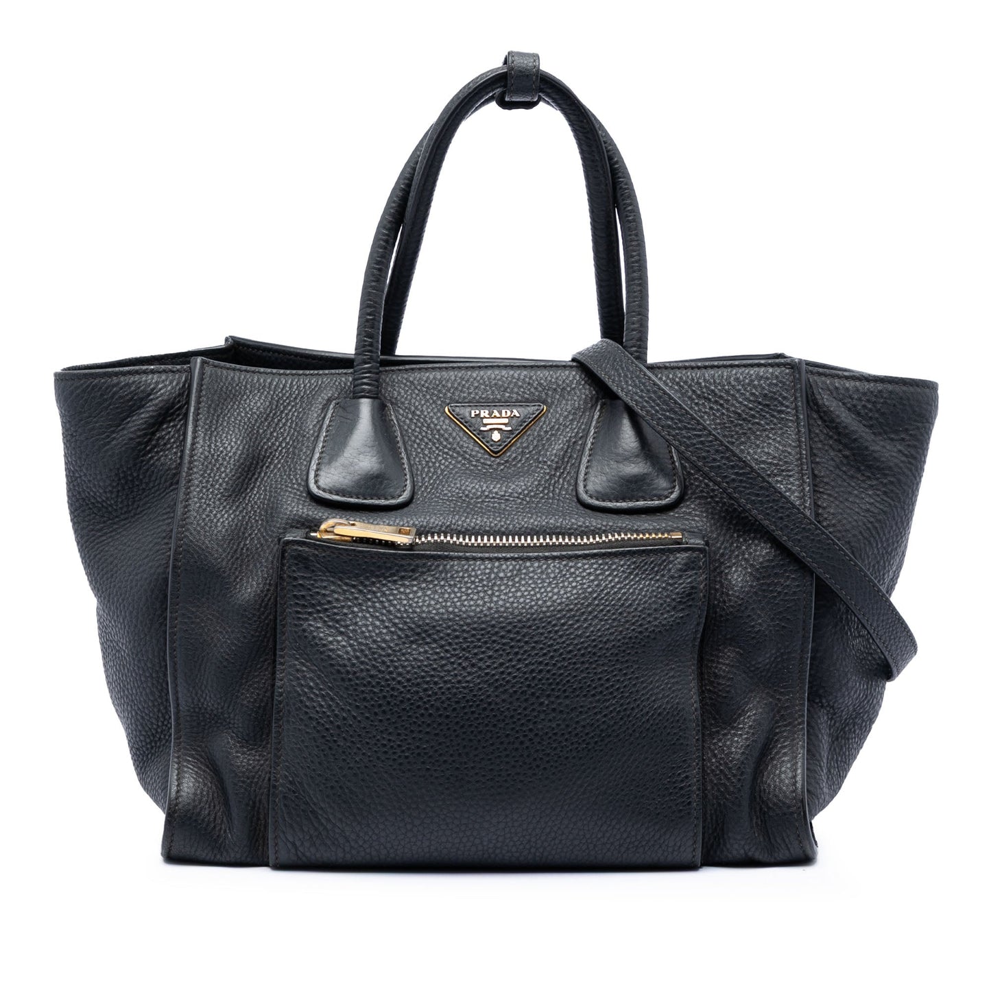 Prada Vitello Daino Front Pocket Open Convertible Tote