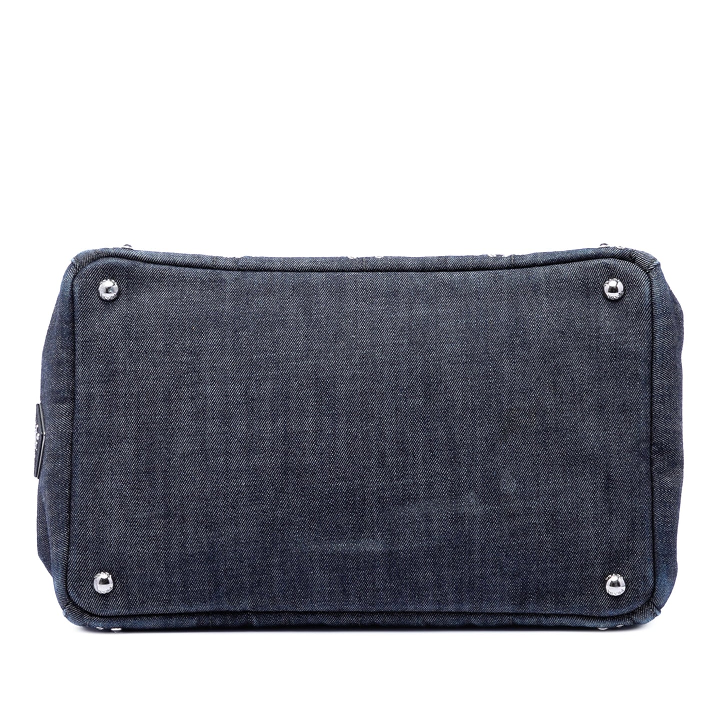 Prada Studded Denim Canapa Logo Satchel
