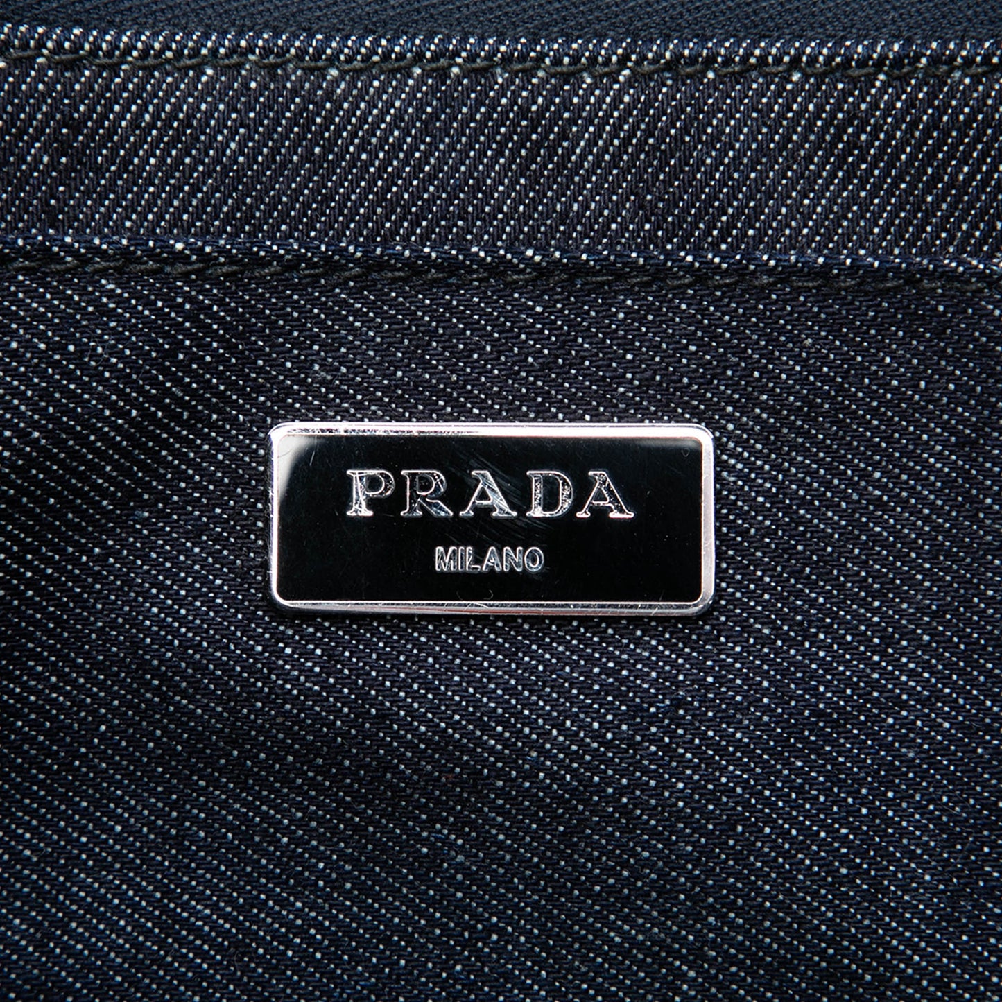 Prada Studded Denim Canapa Logo Satchel
