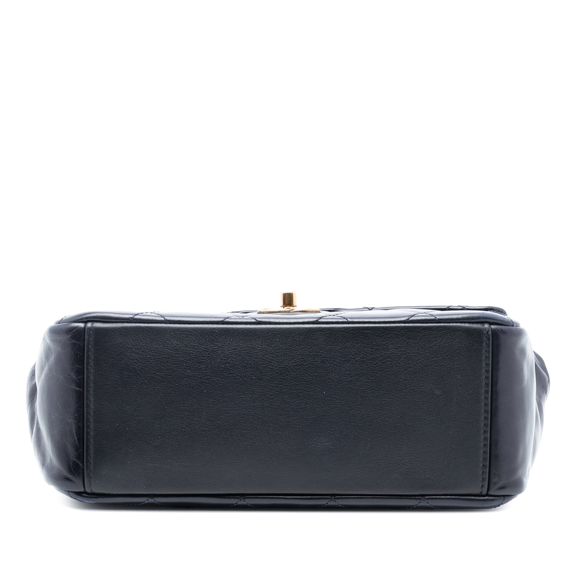 Chanel Medium Quilted Glazed Calfskin Gold Bar Top Handle Flap