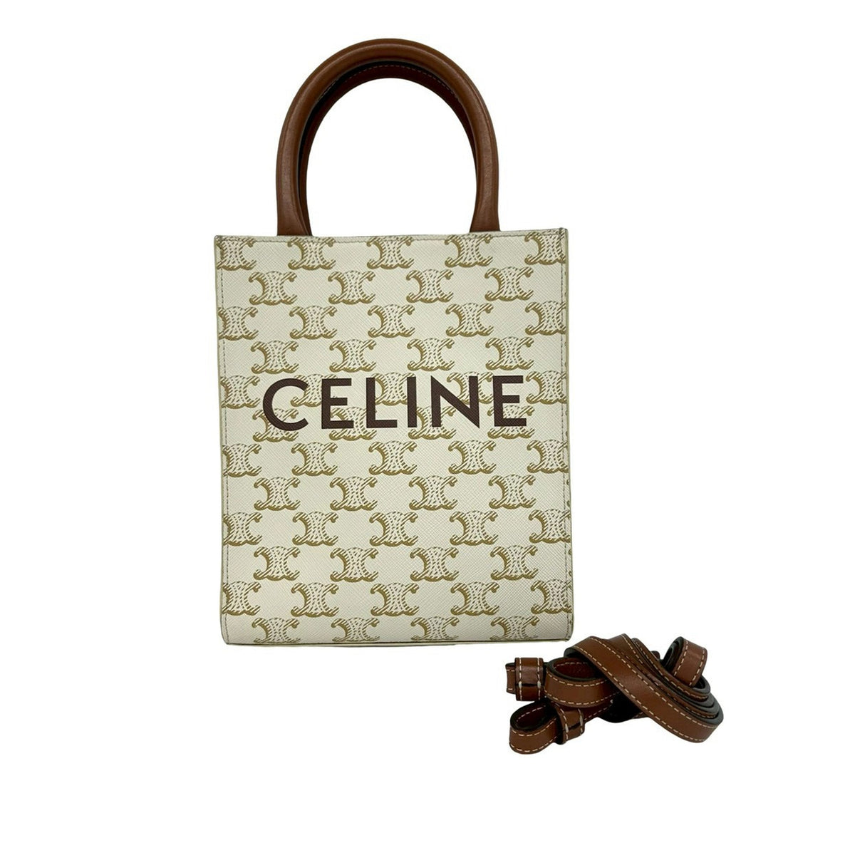 Celine Mini Triomphe Coated Canvas Vertical Cabas Satchel