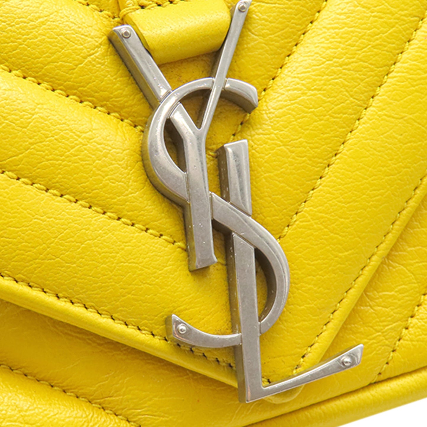 Saint Laurent Baby Chevron Calfskin Monogram Classic Chain Bag