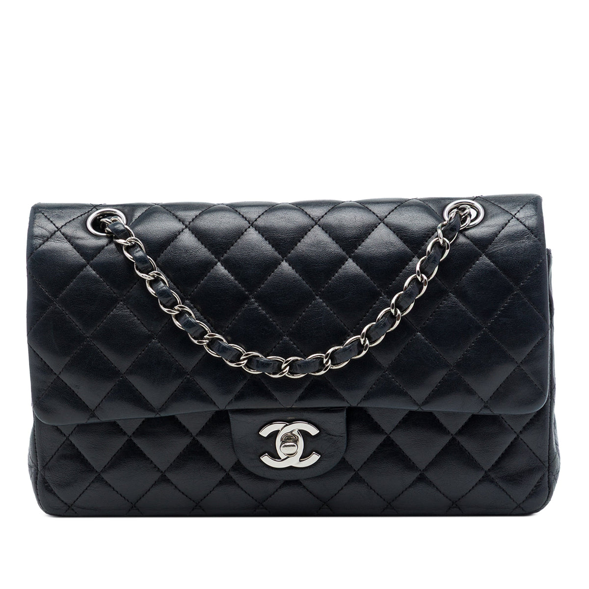 Chanel Medium Classic Lambskin Double Flap — Black
