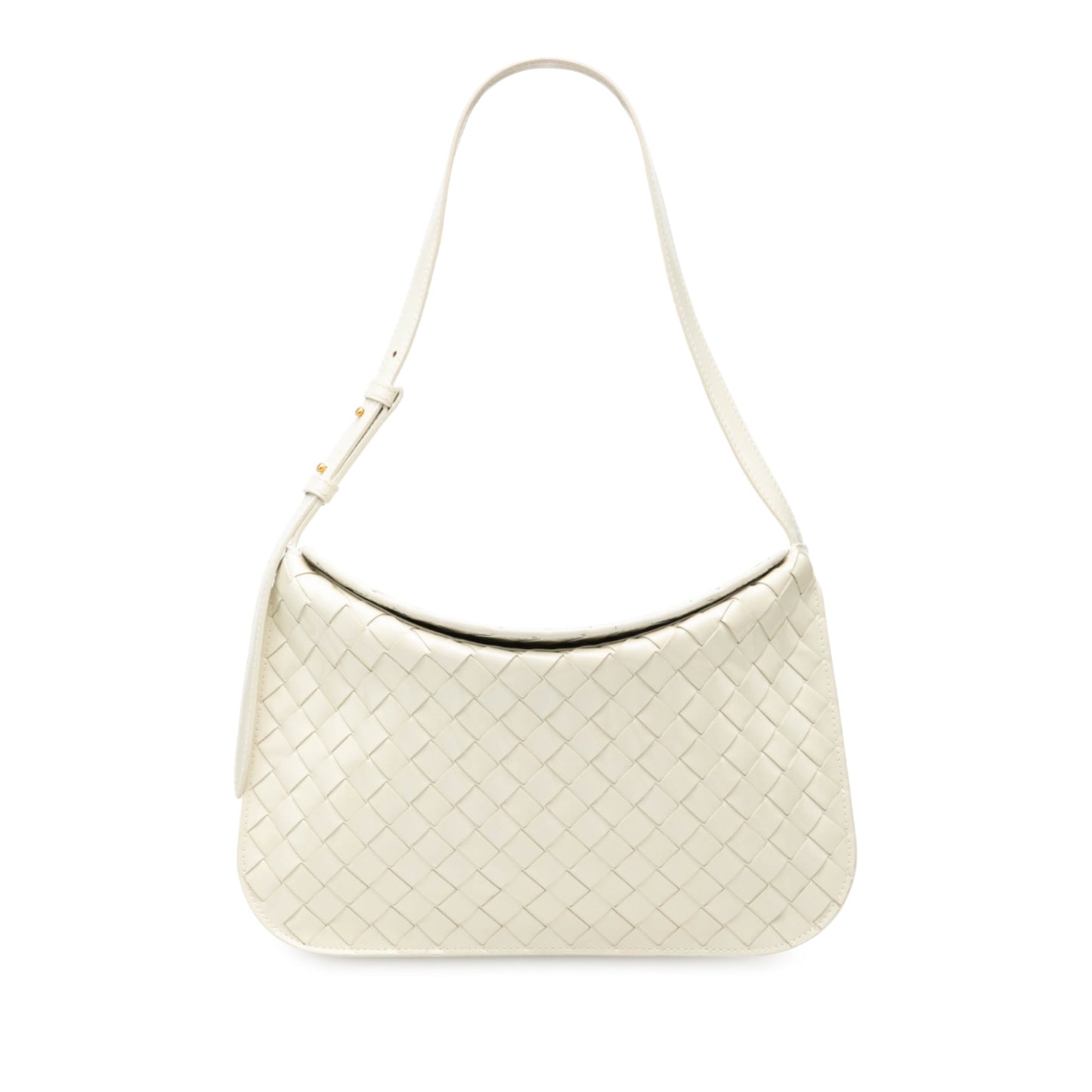 Bottega Veneta Brushed Calfskin Intrecciato Cradle Fold Over Shoulder Bag