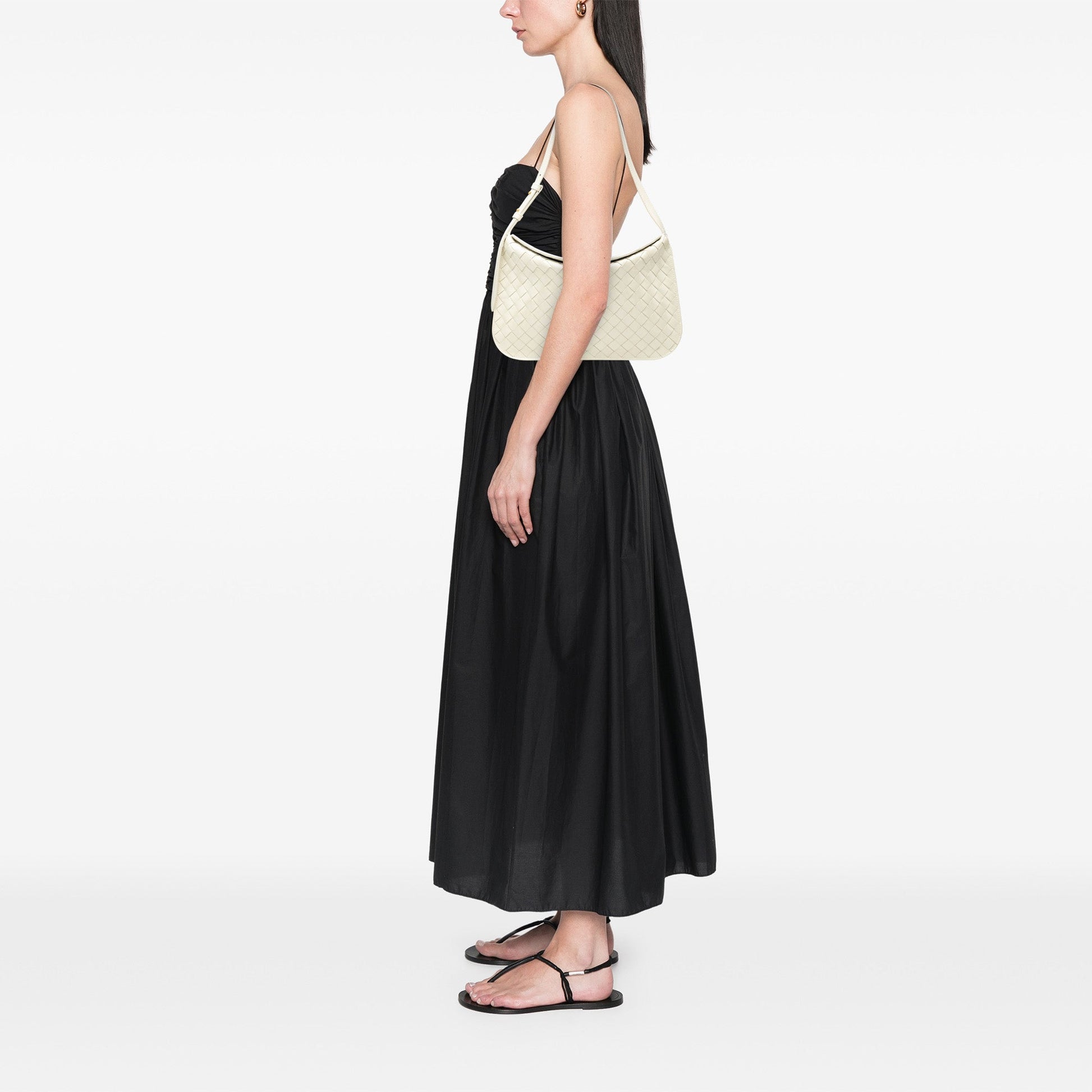 Bottega Veneta Brushed Calfskin Intrecciato Cradle Fold Over Shoulder Bag